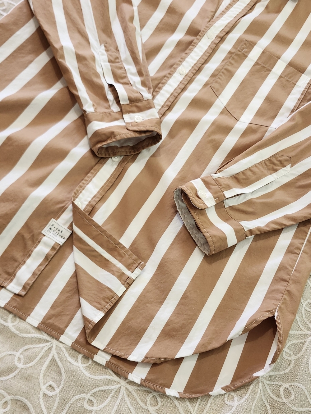 Frank & Eileen Joedy Stripe Boyfriend Button Up Shirt 100% Cotton Small - Picture 5 of 13